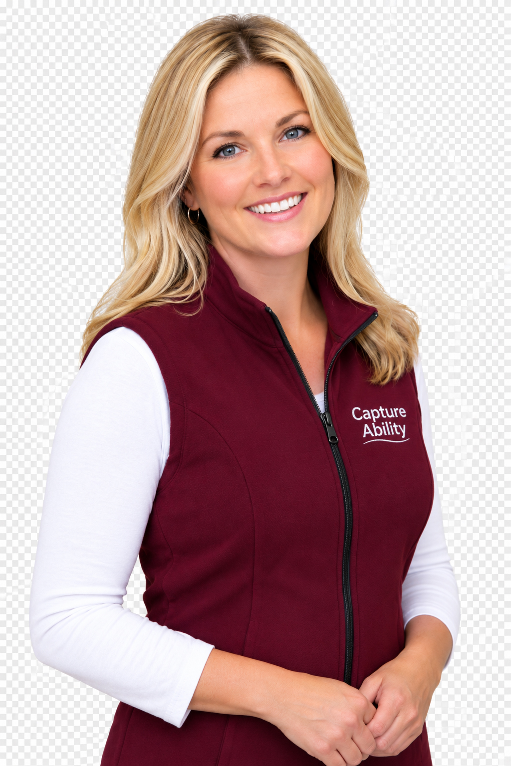 Woman welcoming visitors to Capture Ability